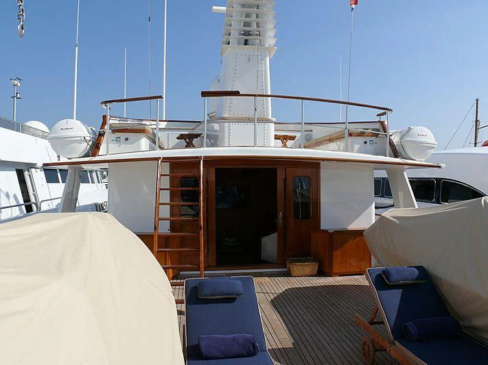 a boat with a tower in the background aboard C SIDE Yacht for Sale