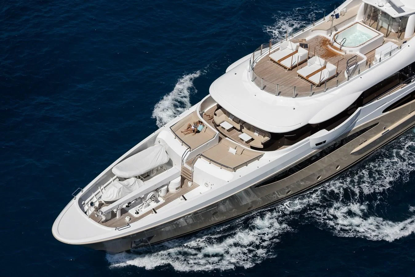 a high angle view of a ship aboard AMIGOS Yacht for Charter