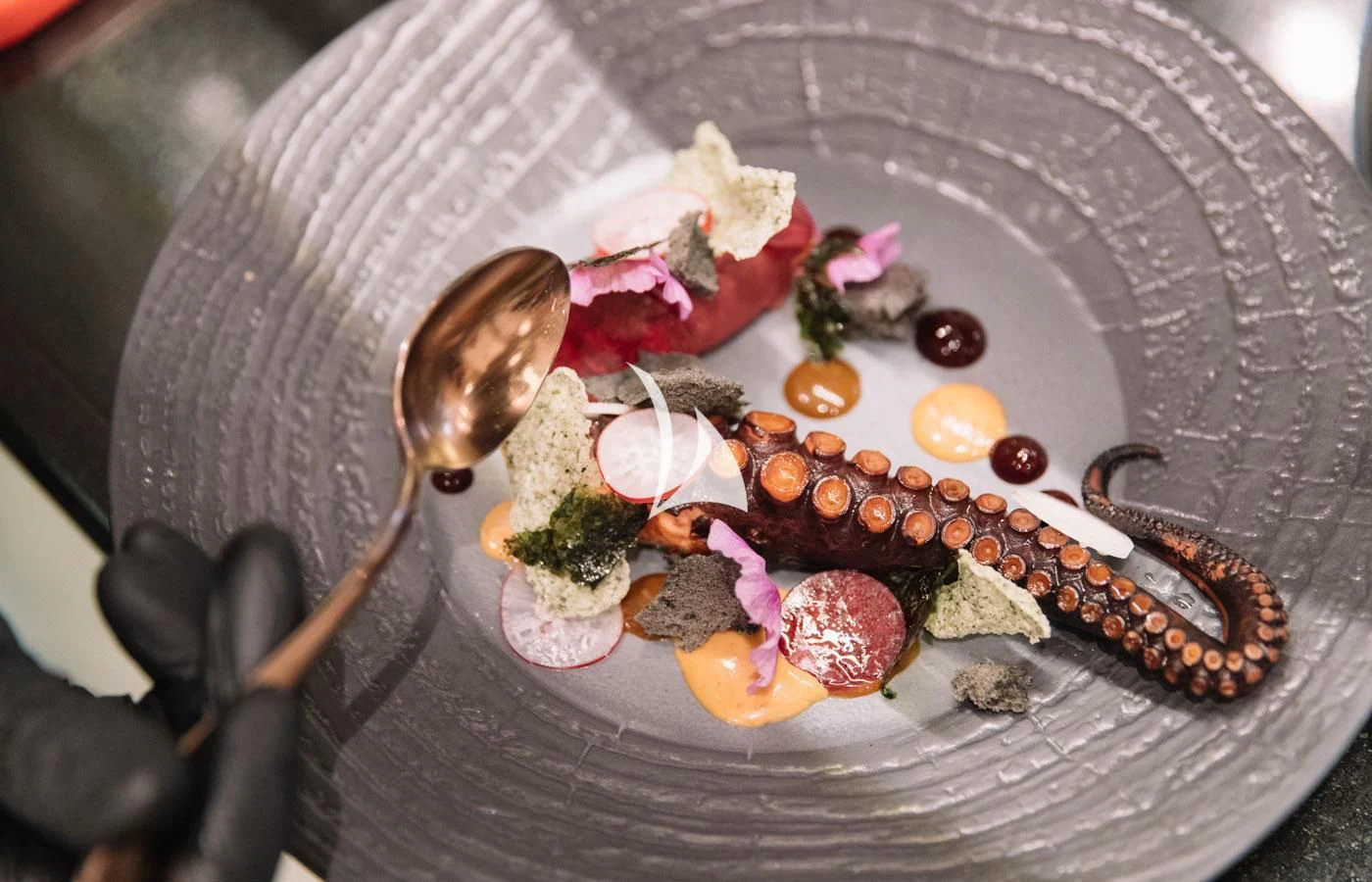 a tray with food on it aboard AMIGOS Yacht for Charter