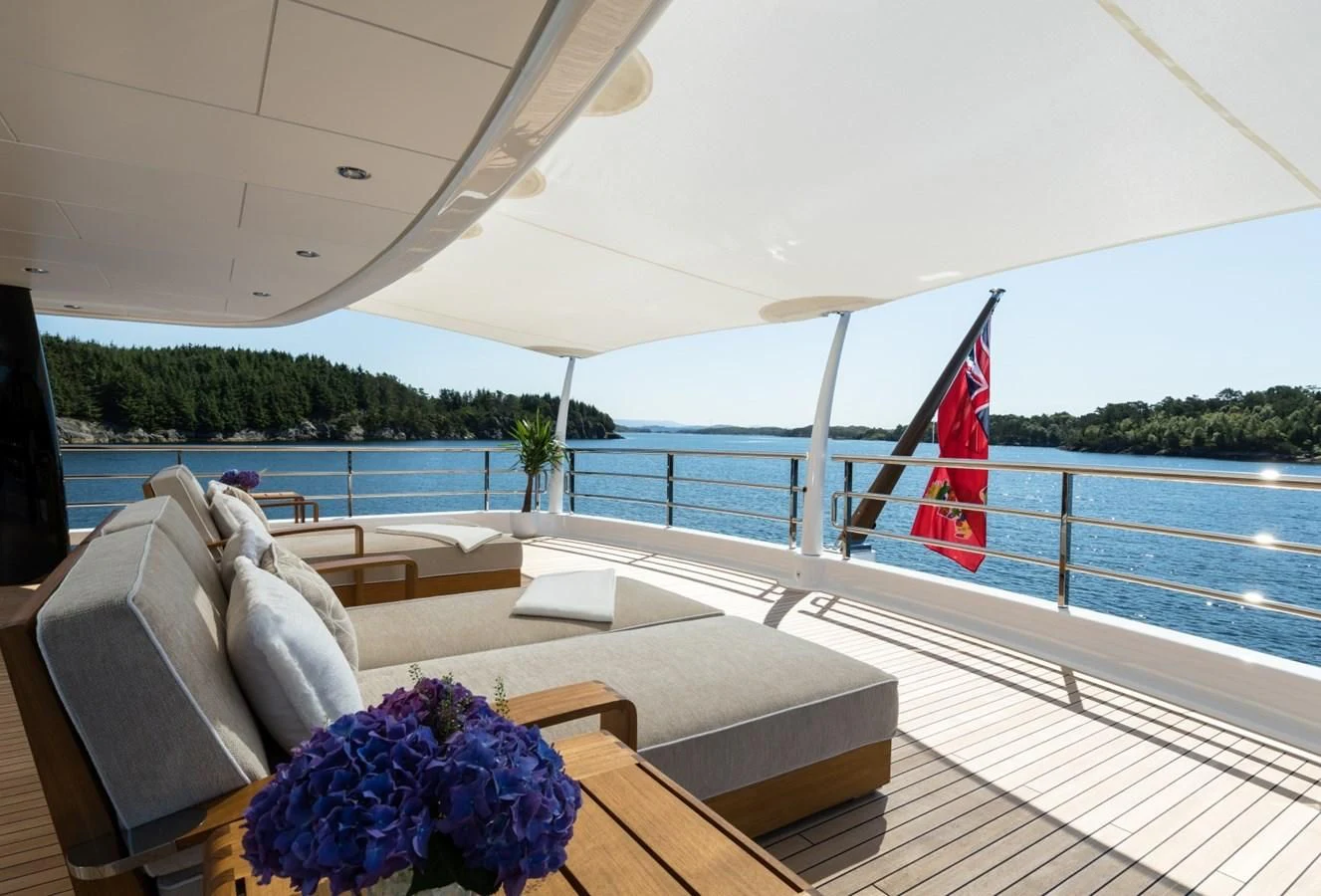 a flag on a boat aboard AMIGOS Yacht for Charter