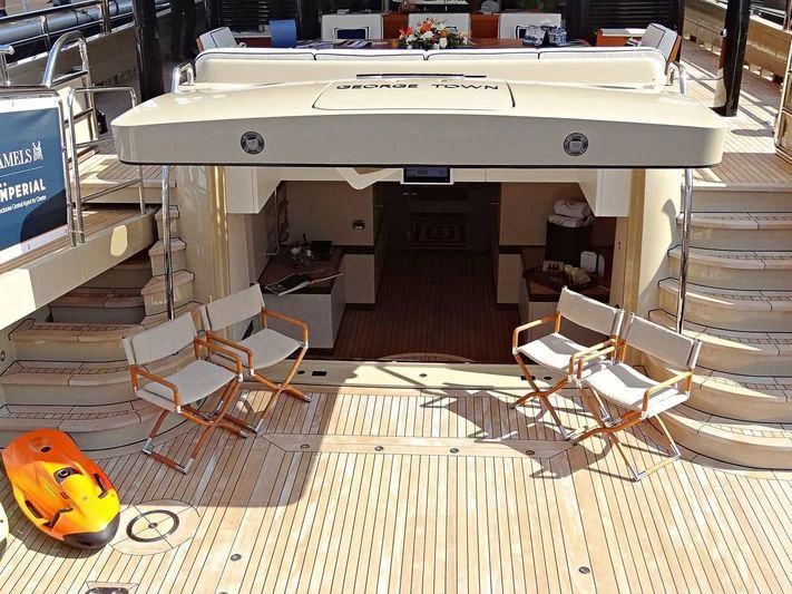 a model of a space ship aboard AMIGOS Yacht for Charter