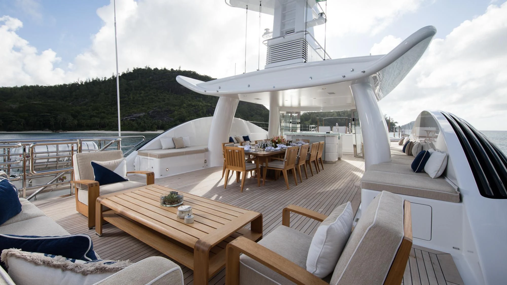 a boat on a deck aboard AMIGOS Yacht for Charter