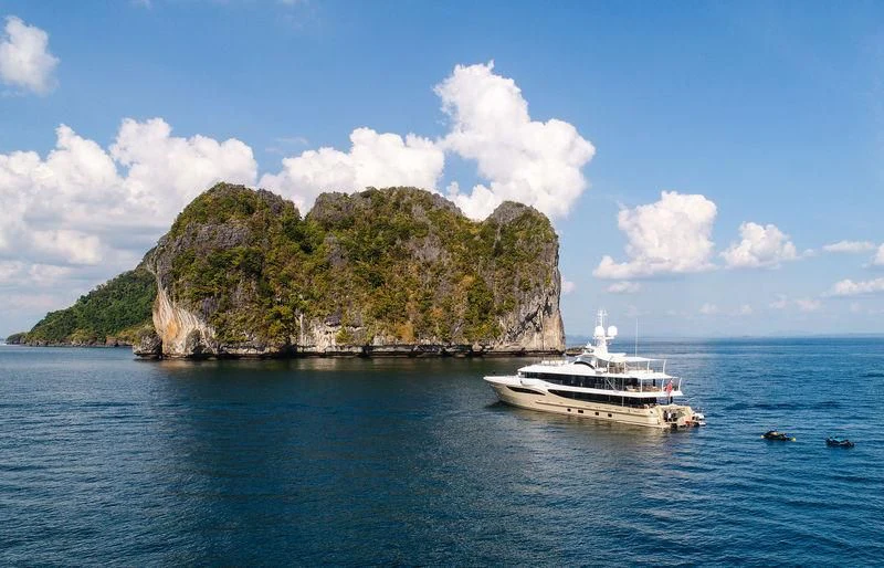 a boat in the water aboard AMIGOS Yacht for Charter