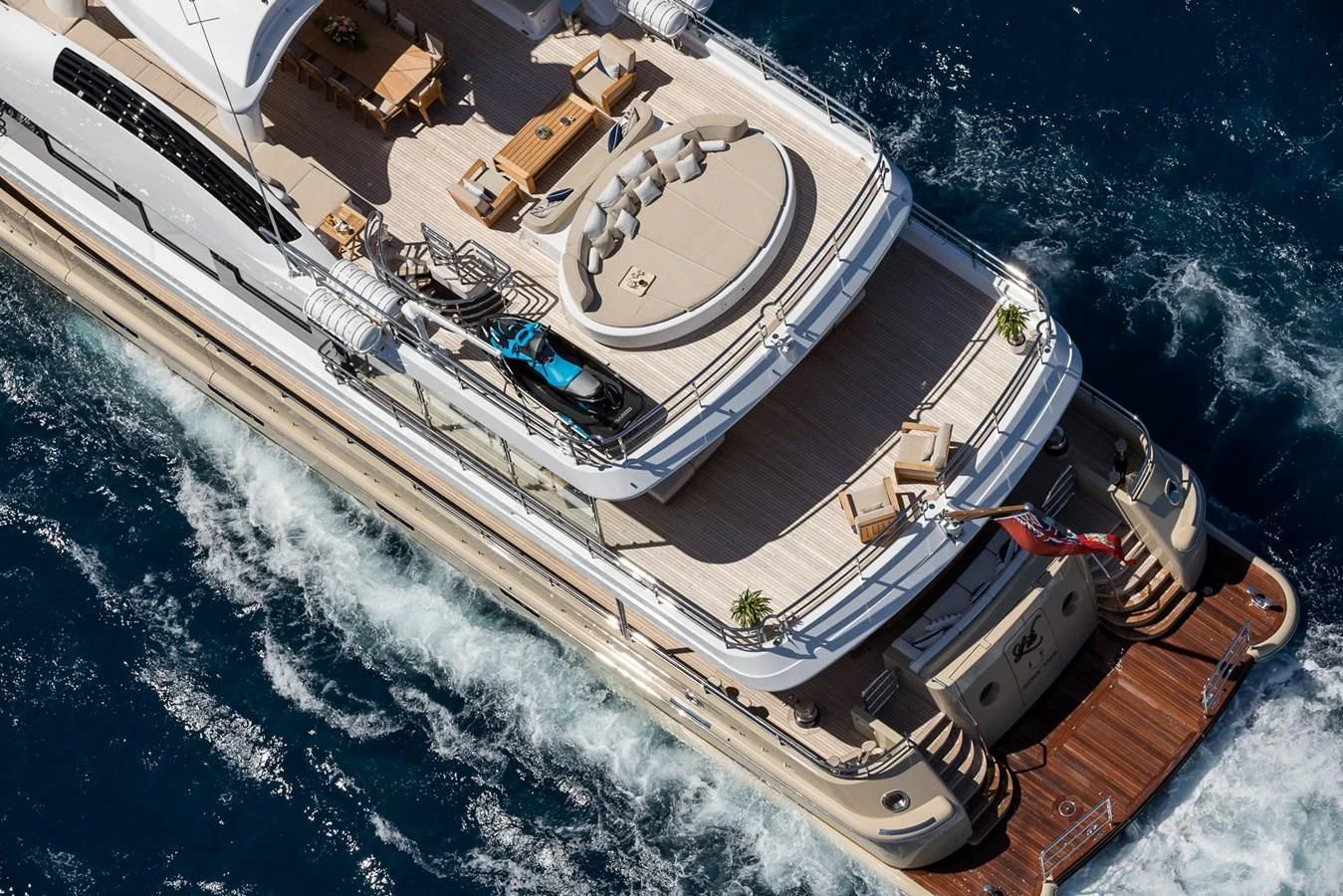 a high angle view of a ship aboard AMIGOS Yacht for Charter