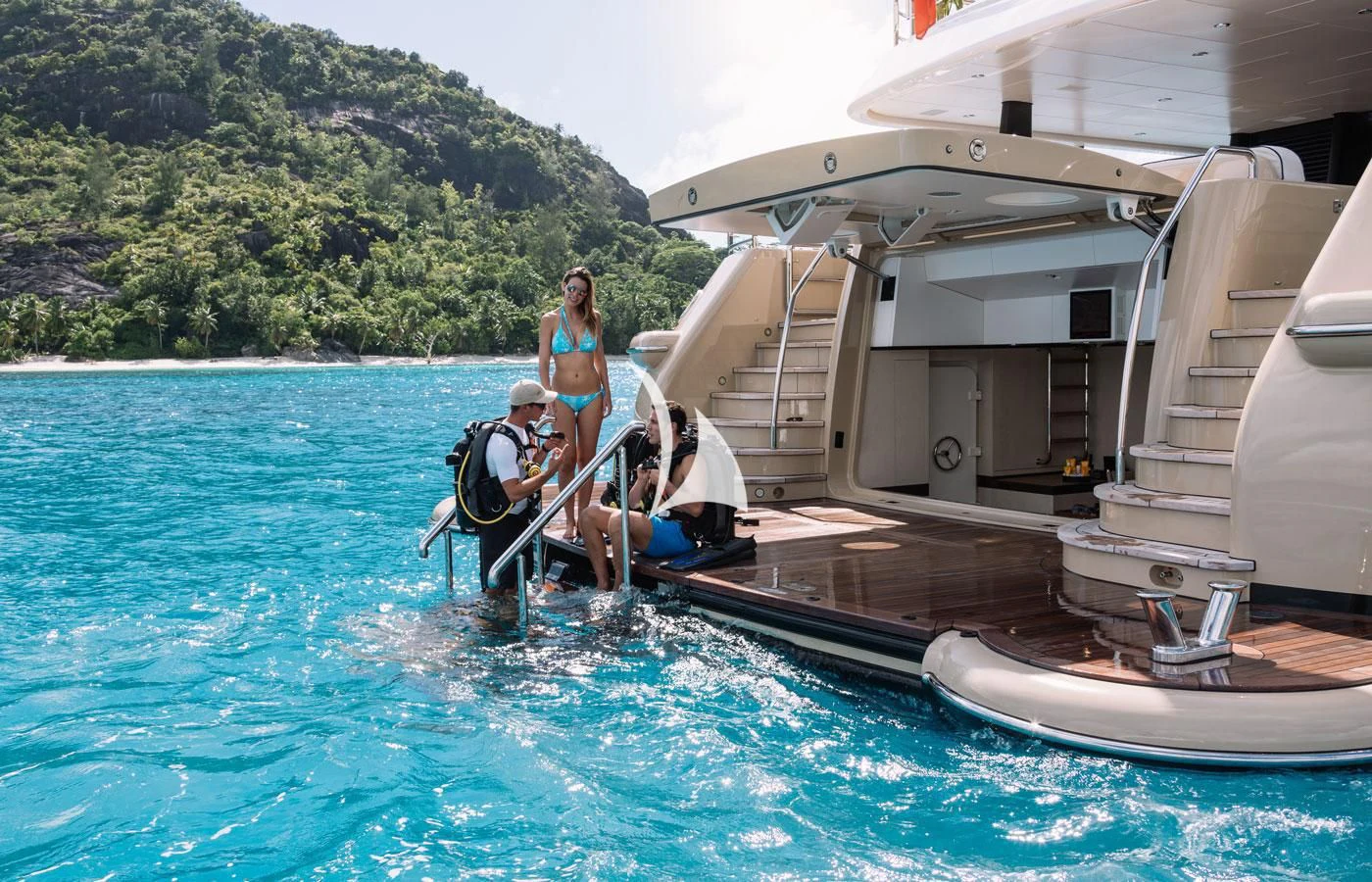 people on a boat aboard AMIGOS Yacht for Charter