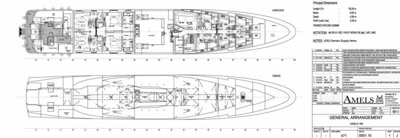 diagram, engineering drawing aboard AMIGOS Yacht for Charter