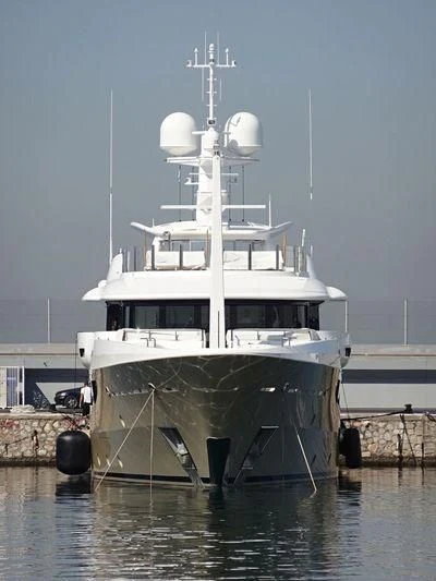 a large boat in the water aboard AMIGOS Yacht for Charter