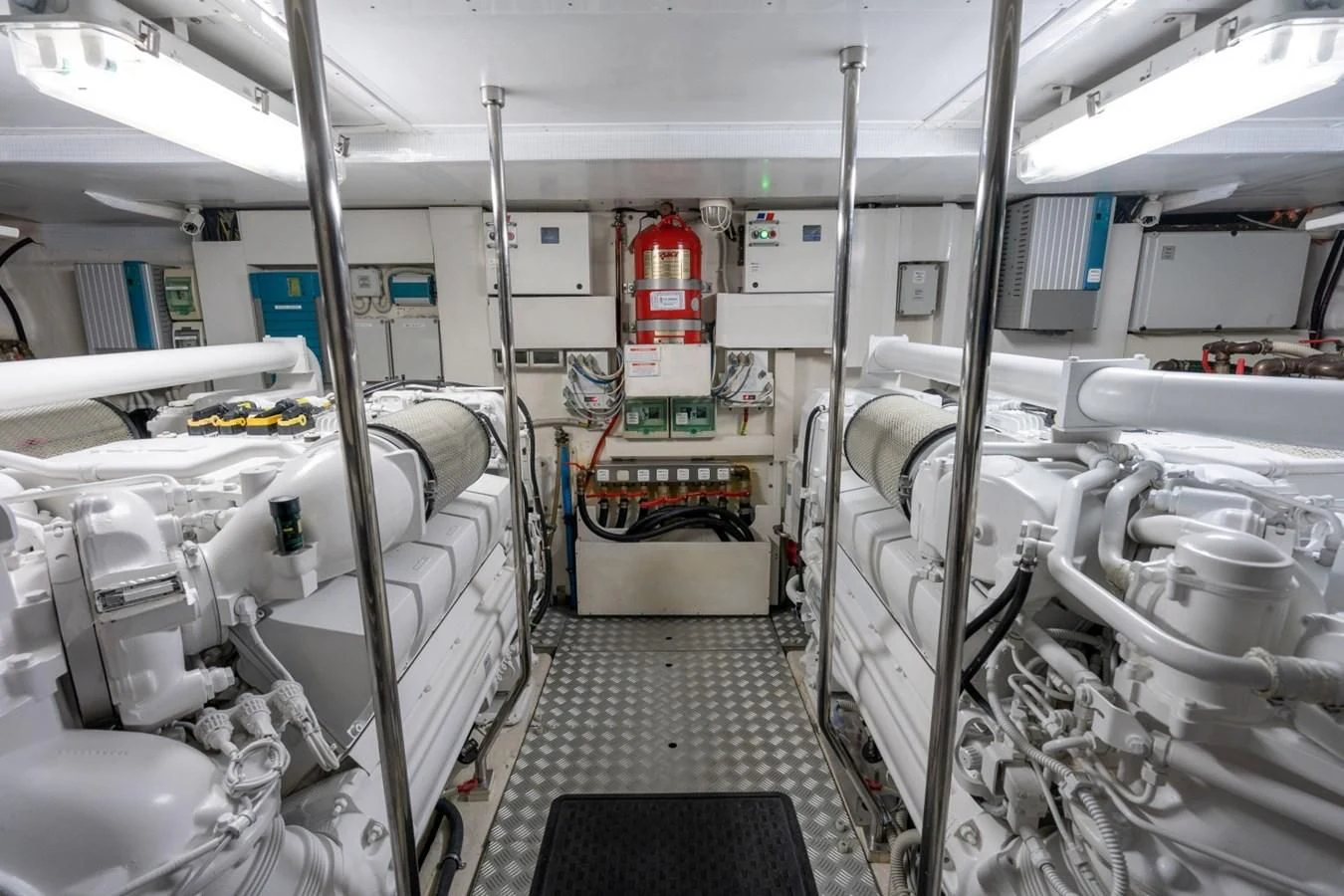 a room with machinery aboard NAMEDROPPER Yacht for Sale