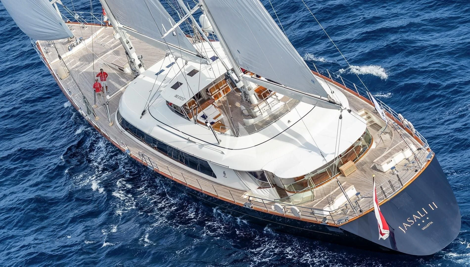 a large ship in the water aboard JASALI II Yacht for Charter
