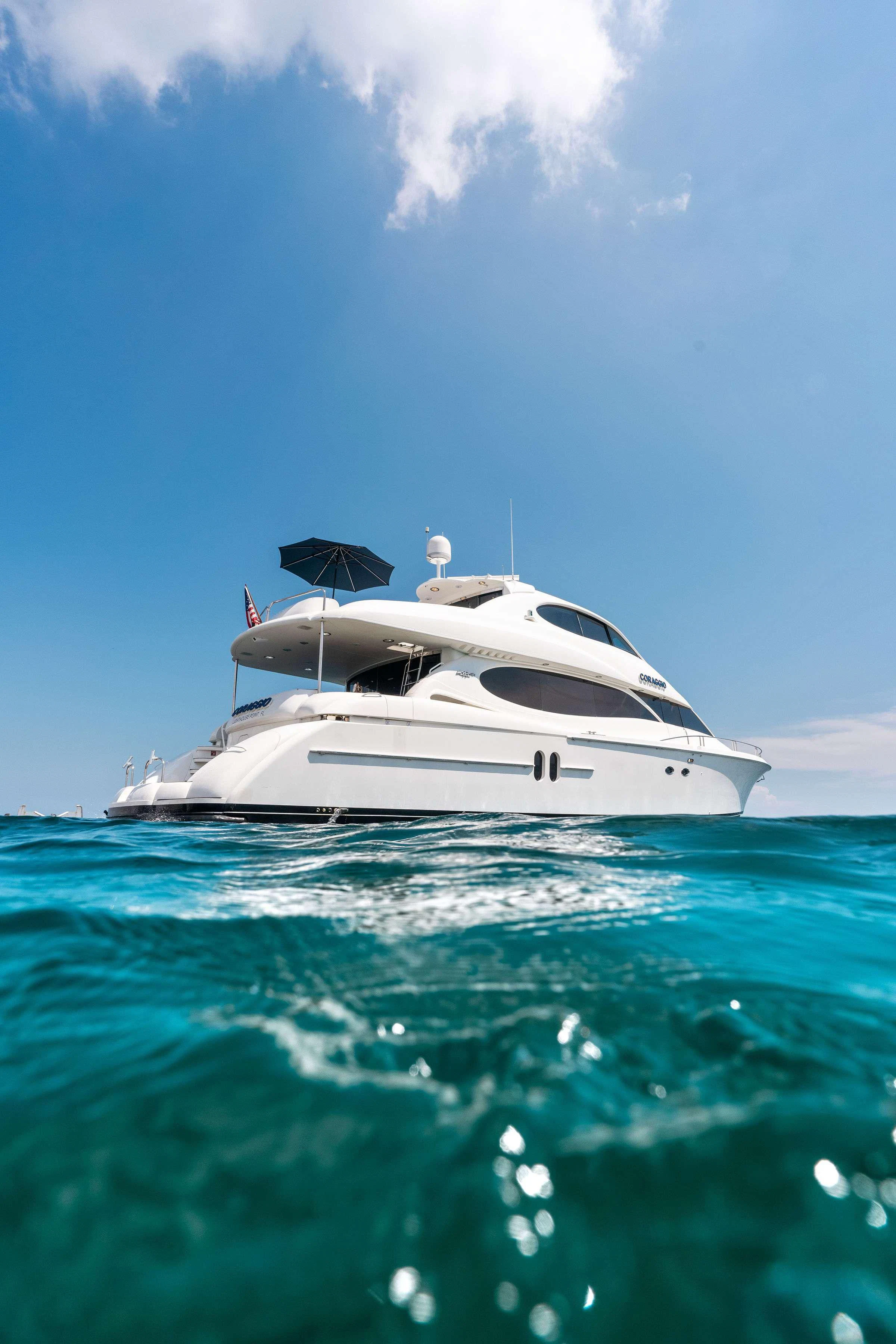 a boat in the water aboard CORAGGIO Yacht for Sale