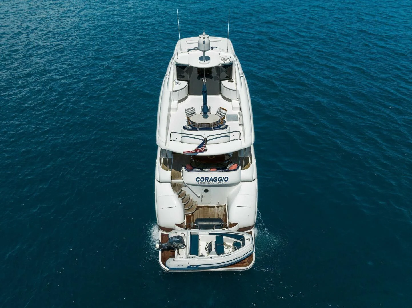 a boat on the water aboard CORAGGIO Yacht for Sale