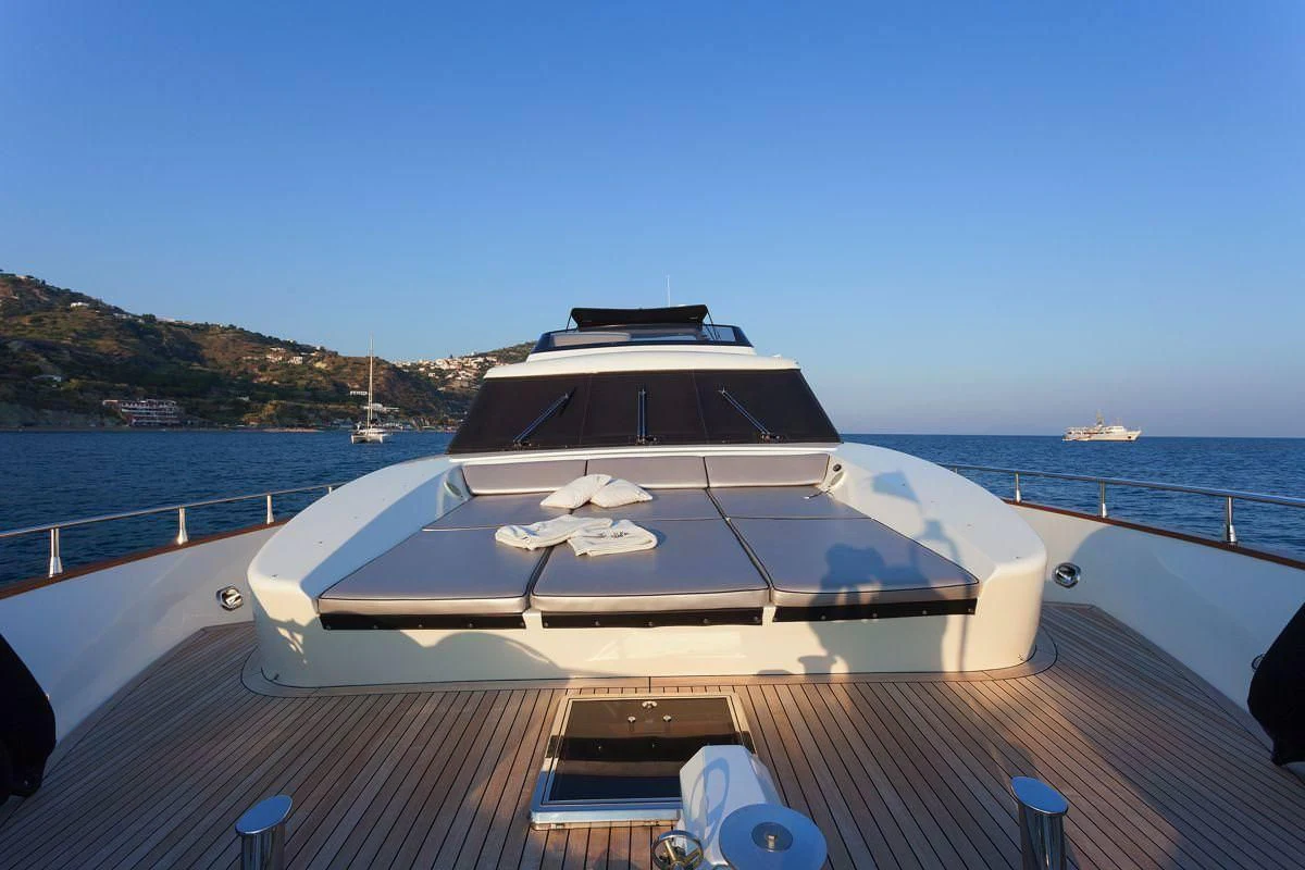 a boat on a deck aboard WHITEHAVEN Yacht for Sale