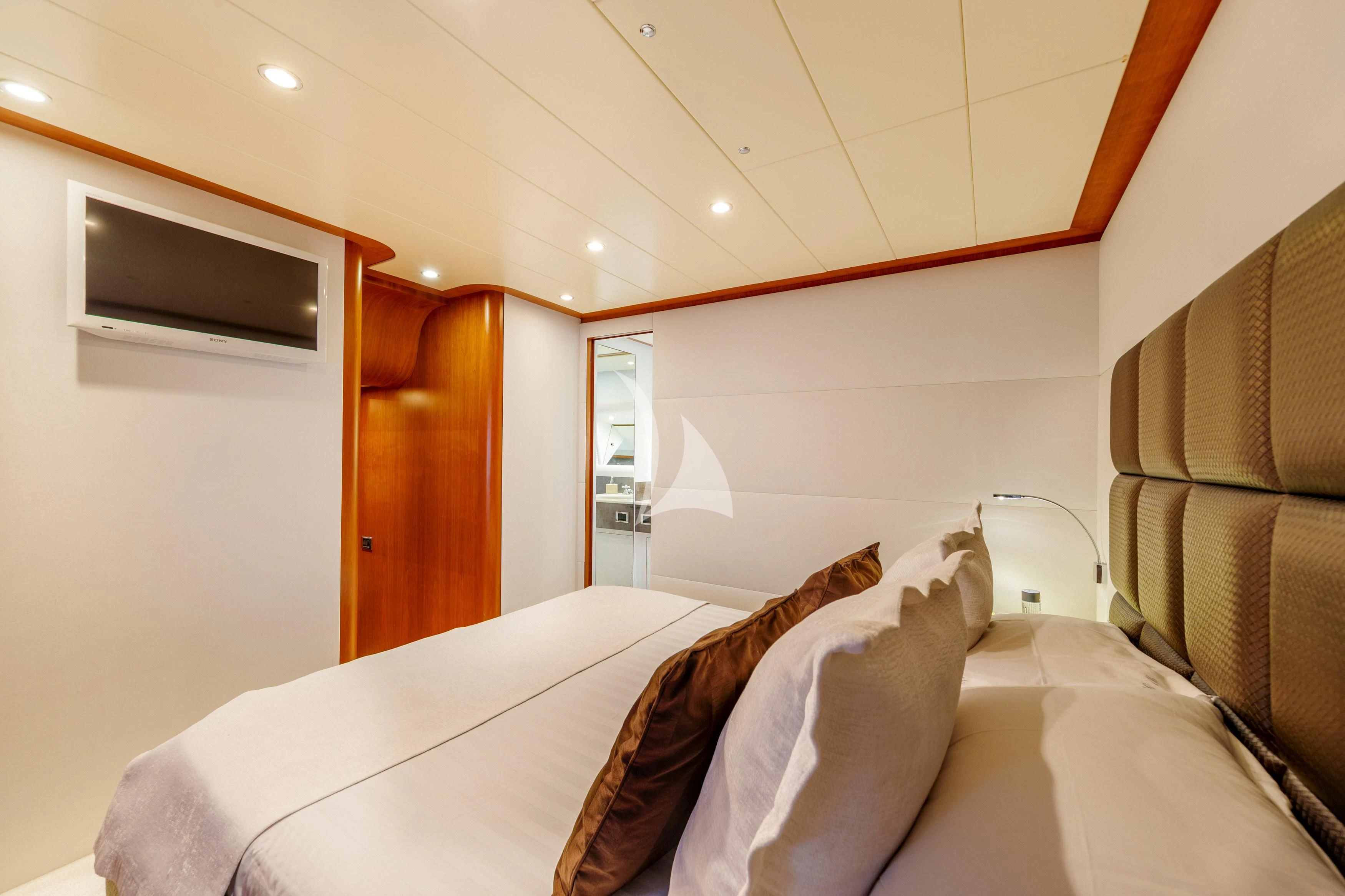 a room with two beds aboard WHITEHAVEN Yacht for Sale