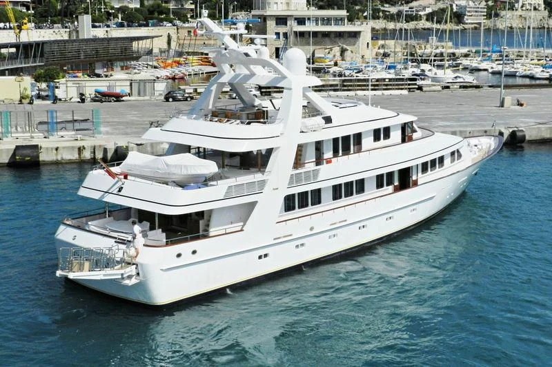 a large white boat in the water aboard CORINTHIAN Yacht for Sale