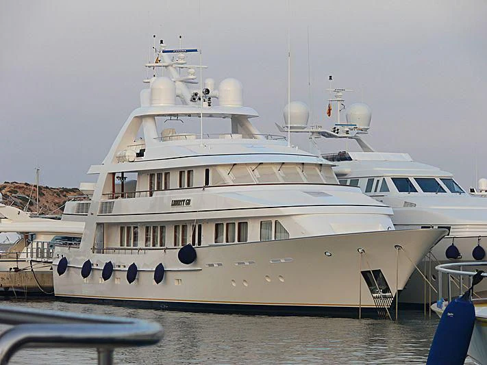 a large white yacht aboard CORINTHIAN Yacht for Sale