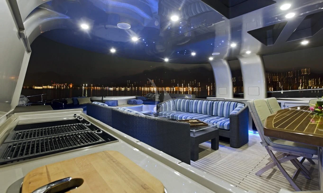 a large room with a large bed aboard XO OF THE SEAS Yacht for Sale