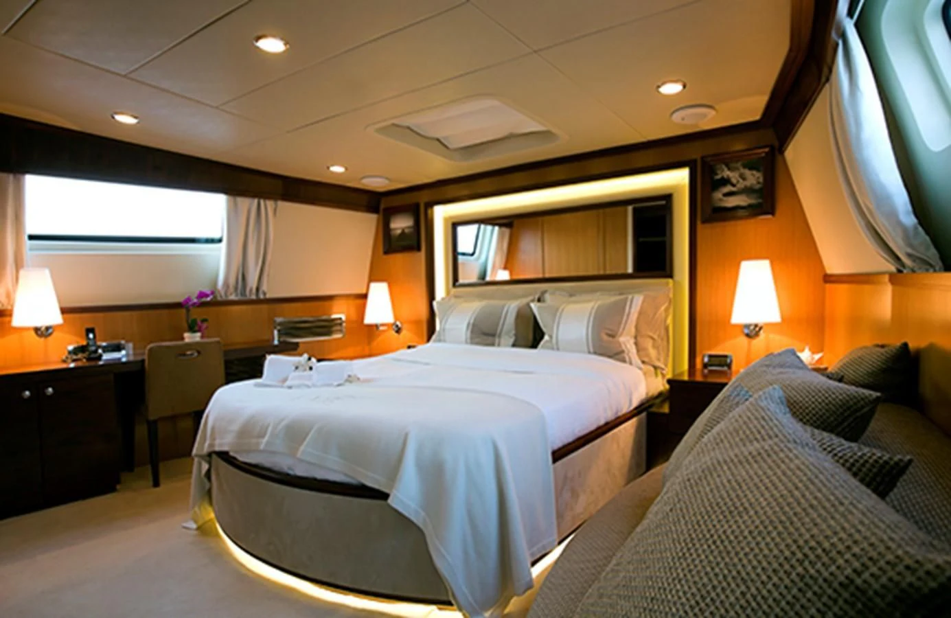 a hotel room with two beds aboard XO OF THE SEAS Yacht for Sale