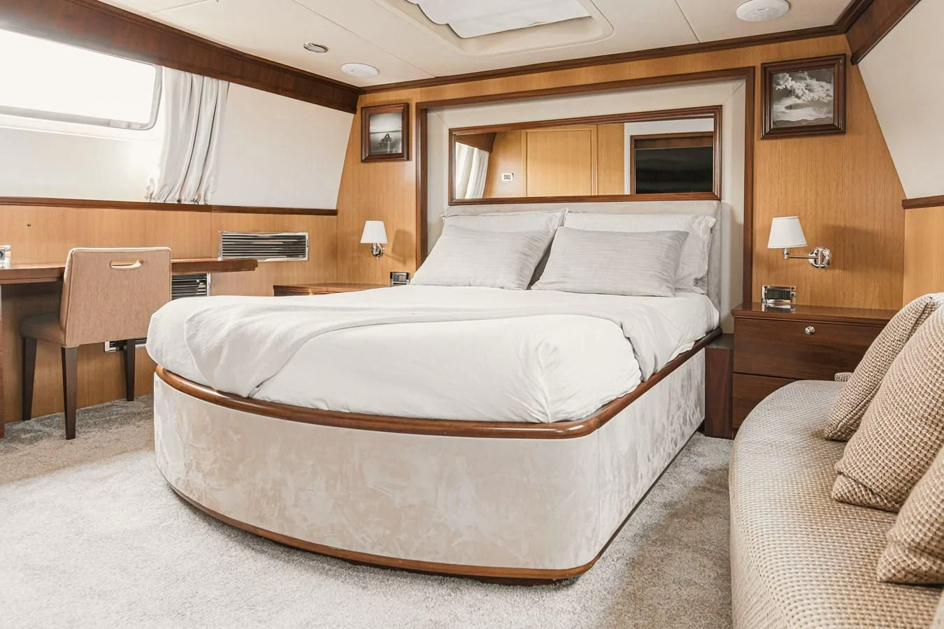 a bed in a hotel room aboard XO OF THE SEAS Yacht for Sale