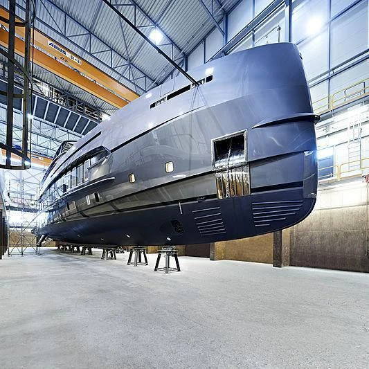 a black helicopter in a building aboard TOUTE SWEET Yacht for Sale