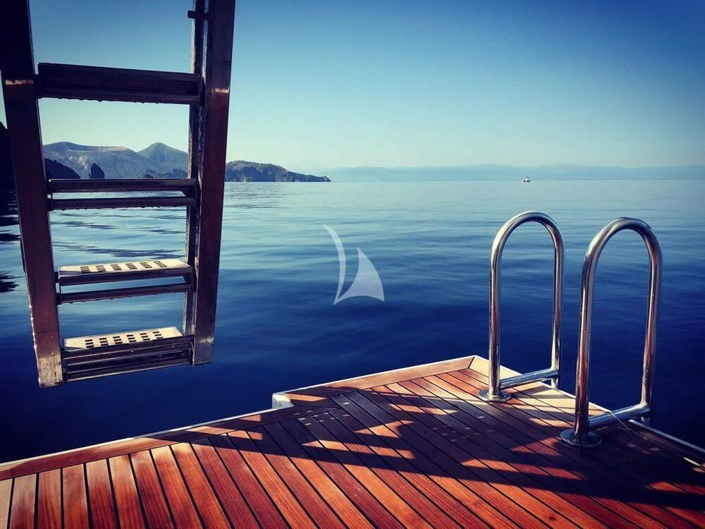 a view of the ocean from a deck of a boat aboard SHANGRA Yacht for Sale