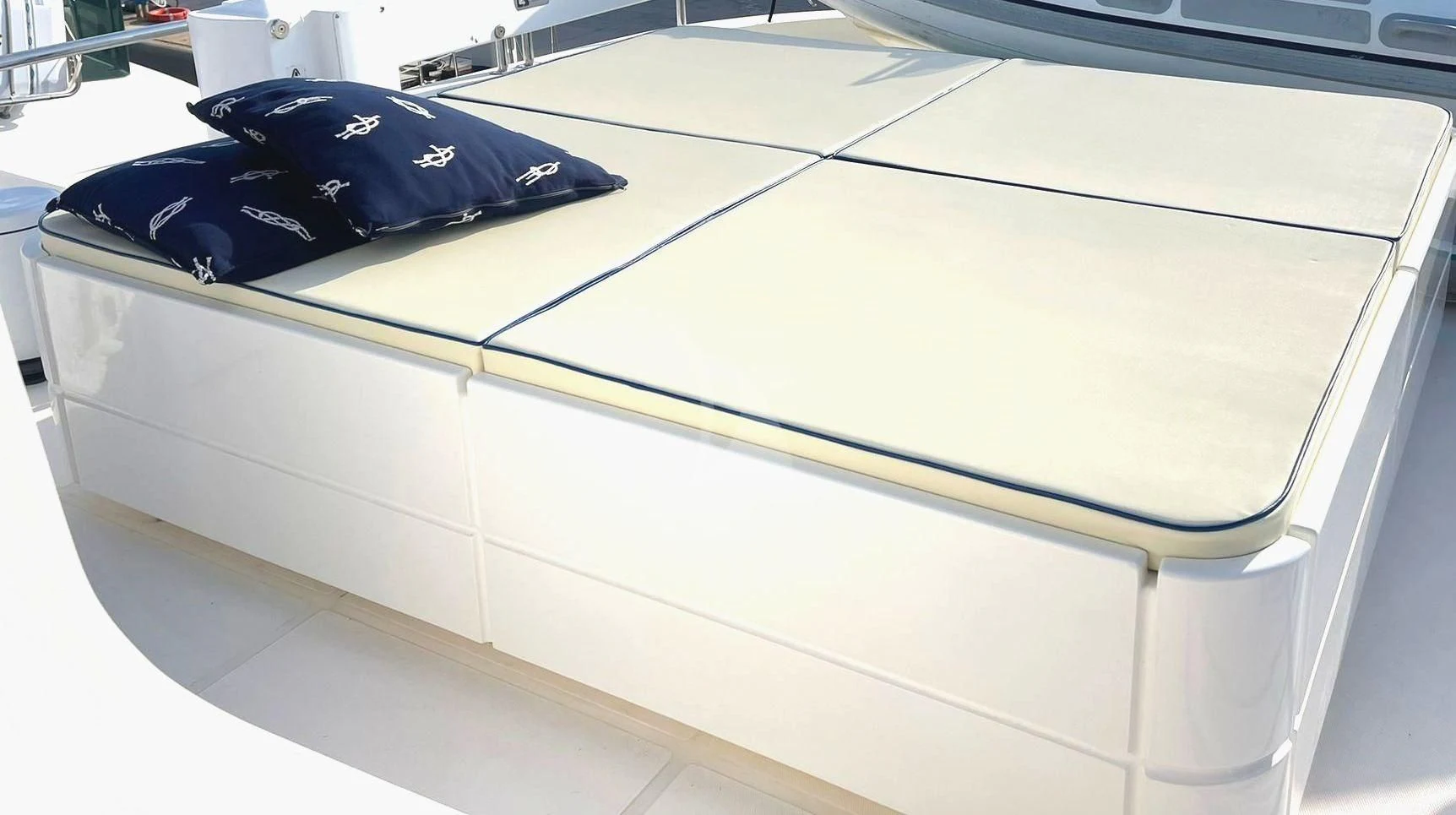 a white rectangular object with a blue object on it aboard SHANGRA Yacht for Sale