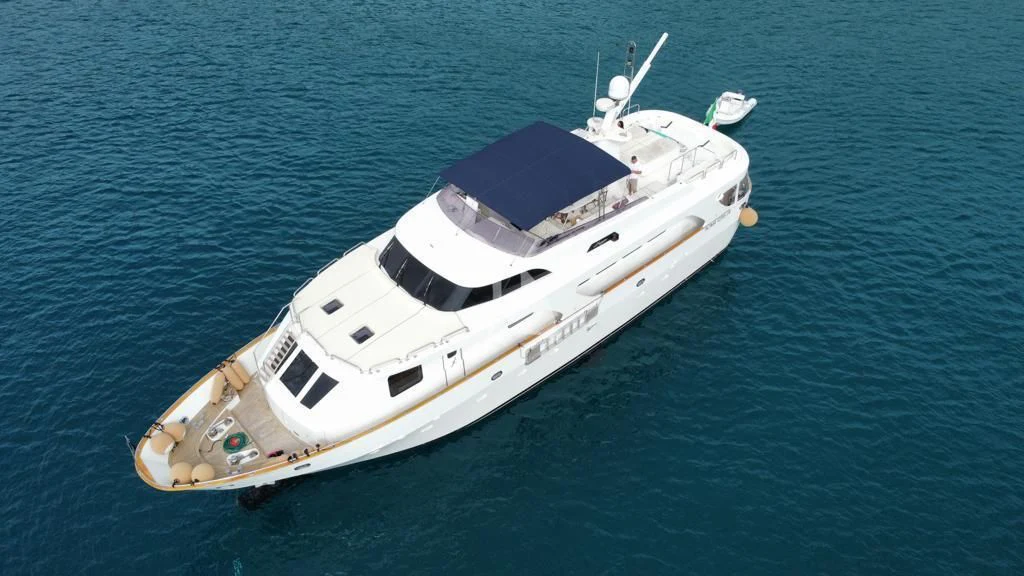 a ship in the water aboard SHANGRA Yacht for Sale