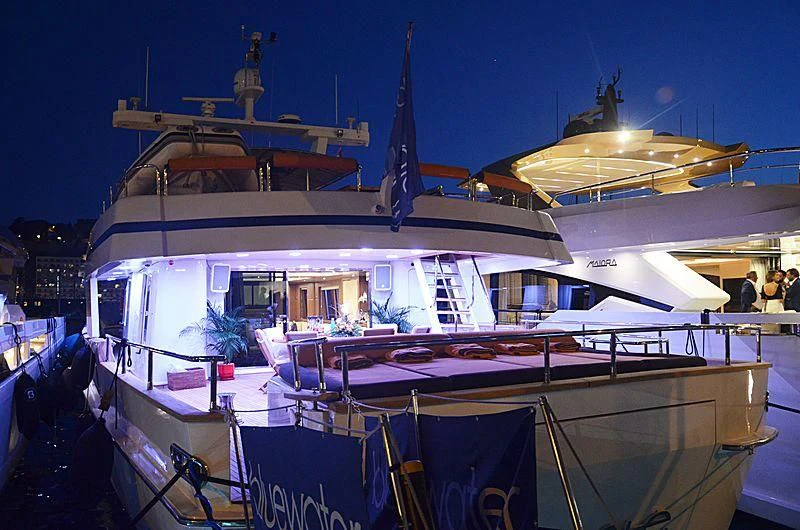 a large cruise ship docked aboard FIORENTE Yacht for Sale