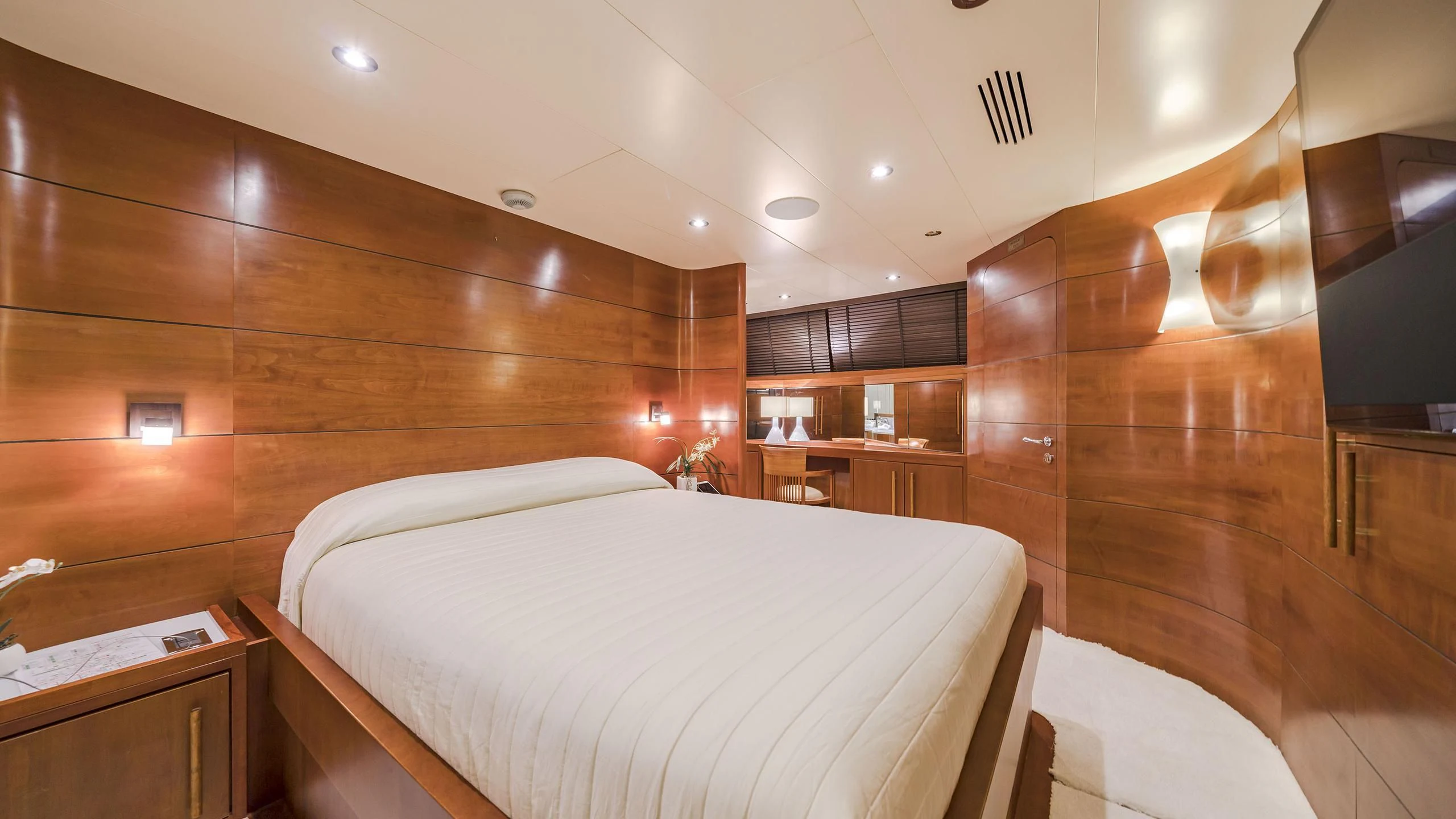 a room with two beds aboard FIORENTE Yacht for Sale