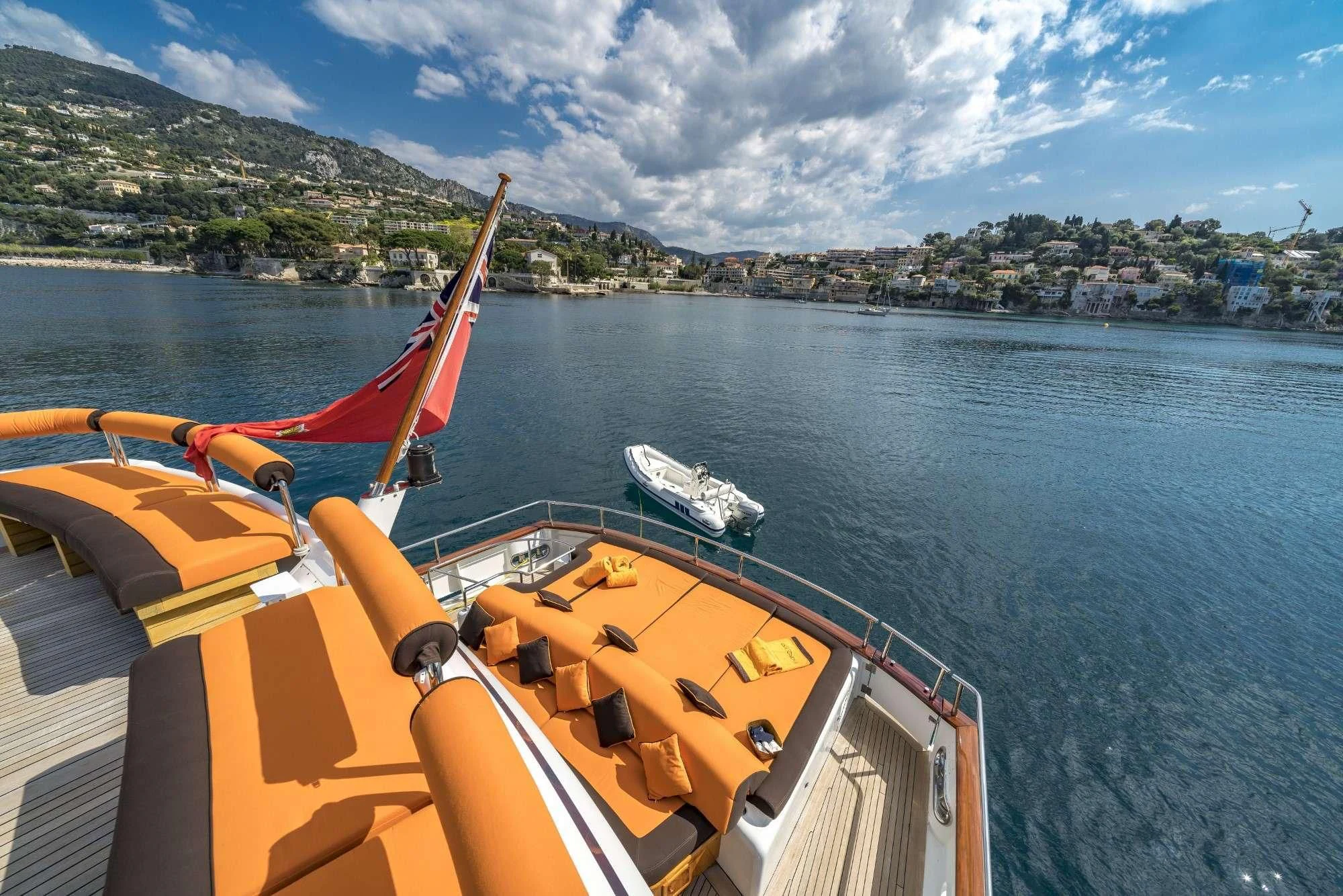 a boat with a seagull on it aboard FIORENTE Yacht for Sale