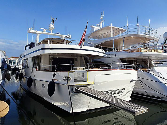 a boat docked at a pier aboard FIORENTE Yacht for Sale