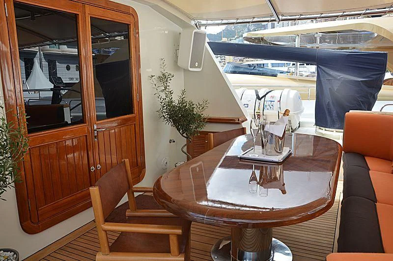 a table and chairs in a room aboard FIORENTE Yacht for Sale