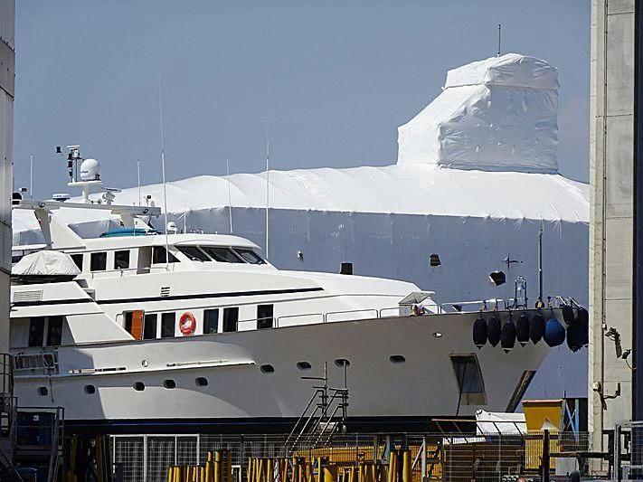 a large white boat aboard FIORENTE Yacht for Sale