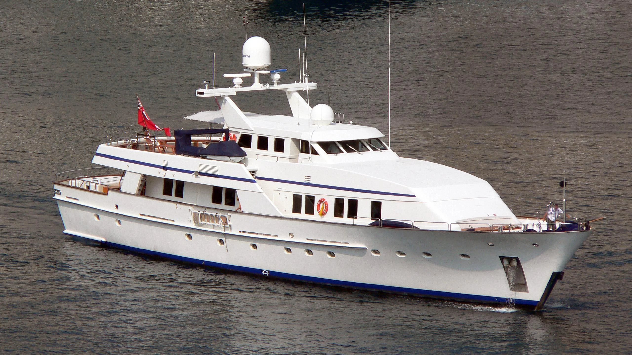 a large white boat in the water aboard FIORENTE Yacht for Sale