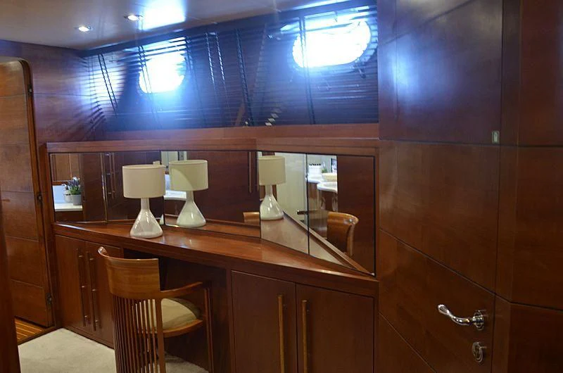 a bathroom with a countertop sink and cabinets aboard FIORENTE Yacht for Sale