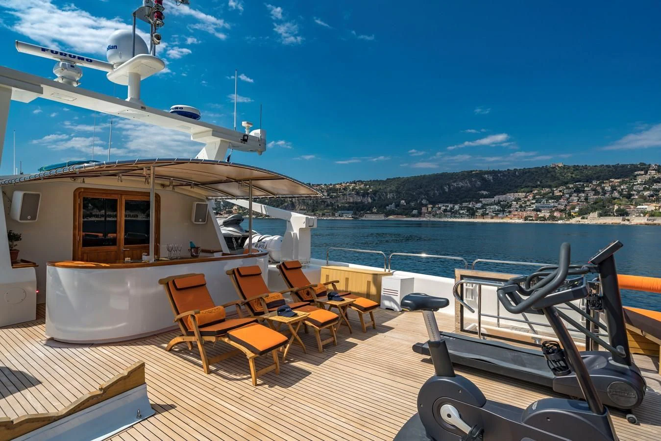 a boat on a deck aboard FIORENTE Yacht for Sale