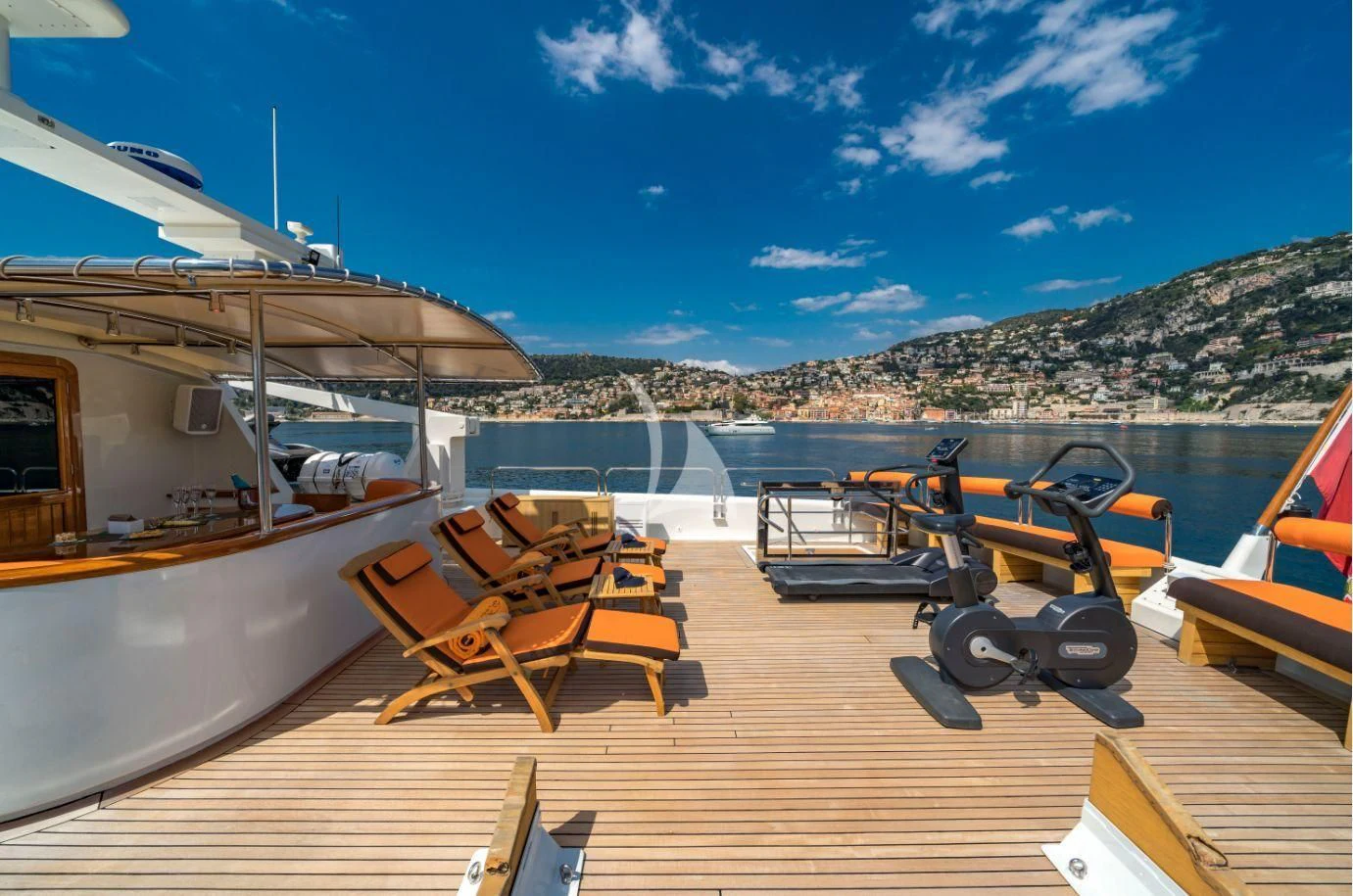 a boat on a deck aboard FIORENTE Yacht for Sale