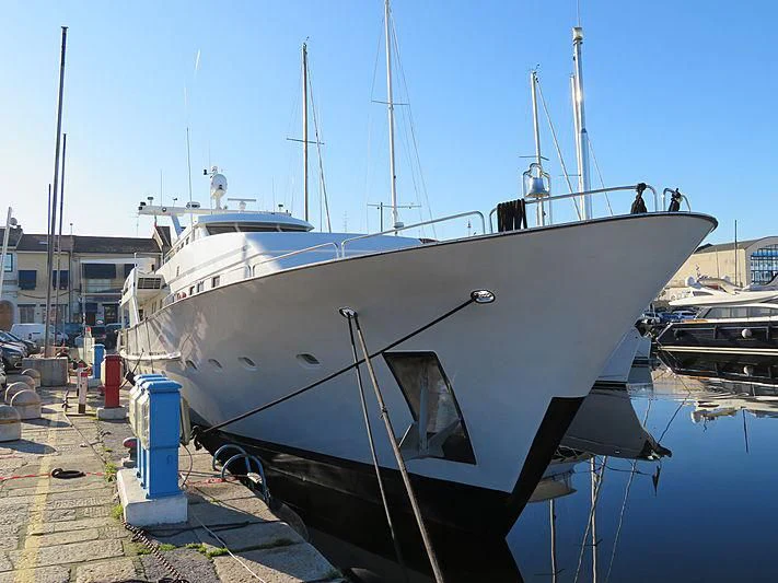 a boat docked at a pier aboard FIORENTE Yacht for Sale