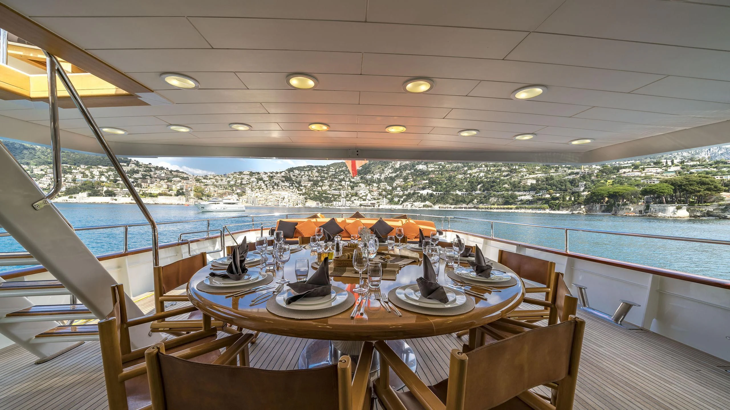 a table on a boat aboard FIORENTE Yacht for Sale