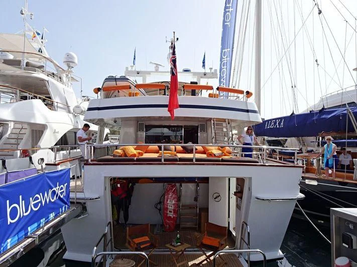 a boat with food on it aboard FIORENTE Yacht for Sale