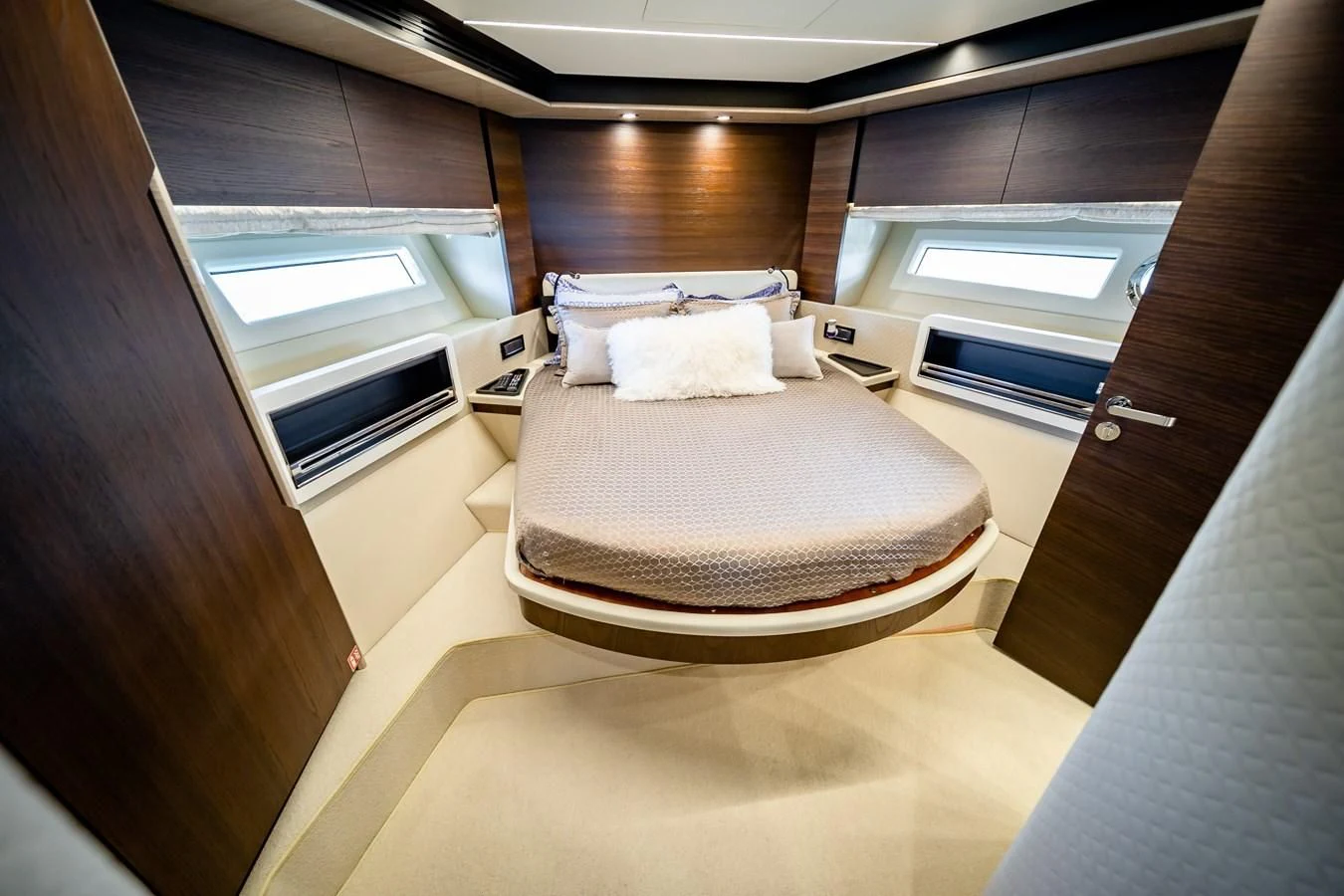 a bed in a room aboard BAR BAT VIA Yacht for Sale