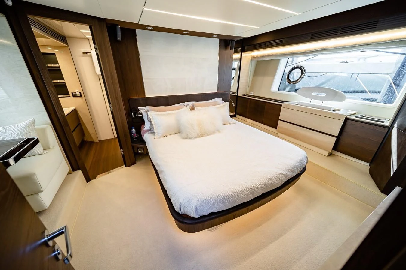 a bed in a room aboard BAR BAT VIA Yacht for Sale