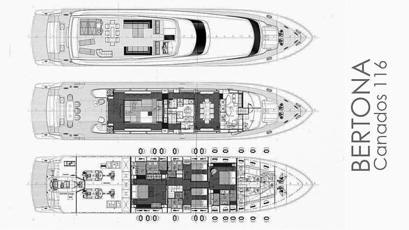 diagram, engineering drawing aboard MIKYMAR Yacht for Sale