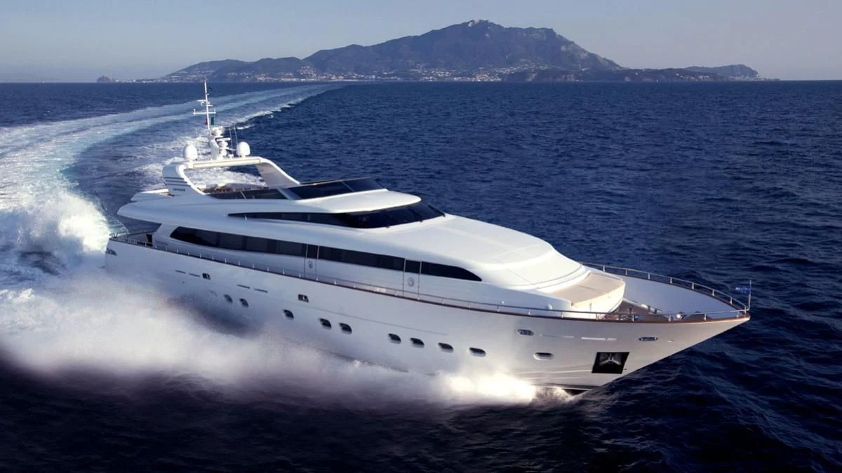 a white yacht on the water aboard MIKYMAR Yacht for Sale