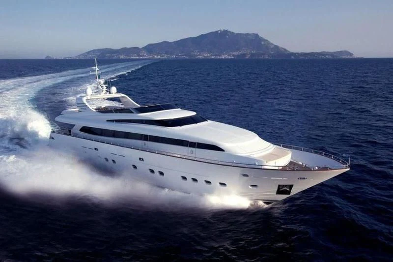 a white yacht on the water aboard MIKYMAR Yacht for Sale