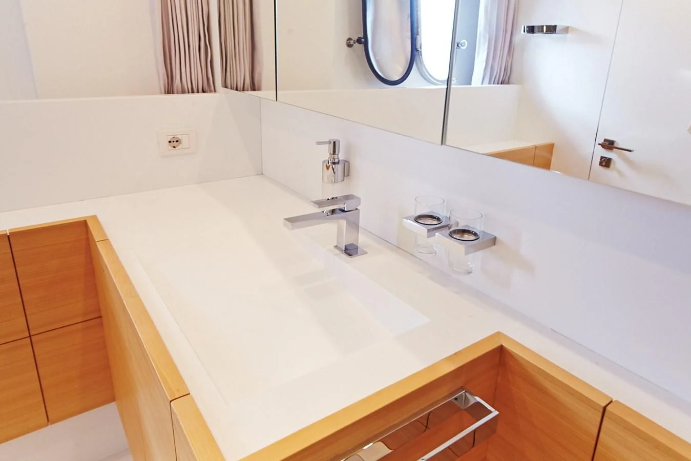 a bathroom with a large sink aboard GULU Yacht for Sale