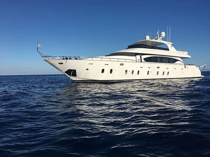a white yacht in the water aboard GULU Yacht for Sale