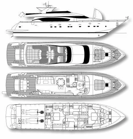 diagram, engineering drawing aboard GULU Yacht for Sale