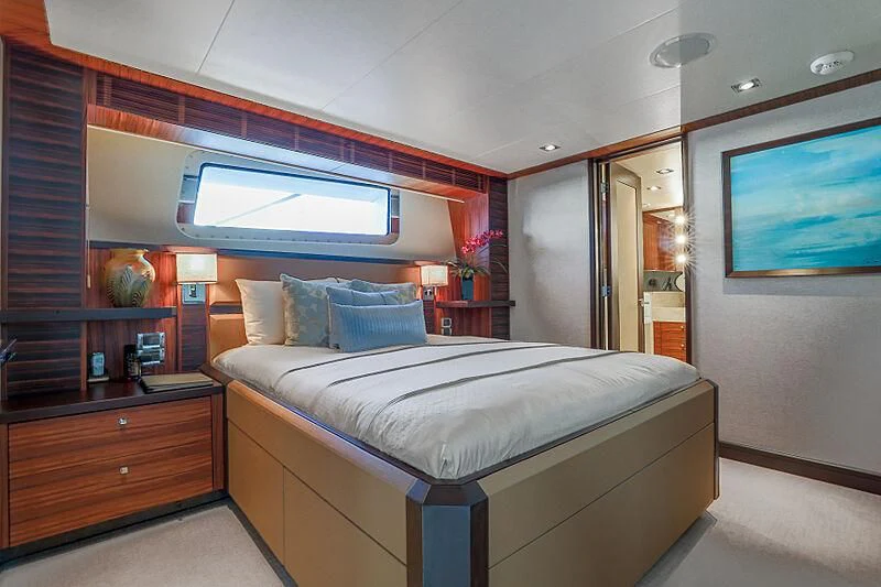 a bed in a room aboard ARIES Yacht for Sale