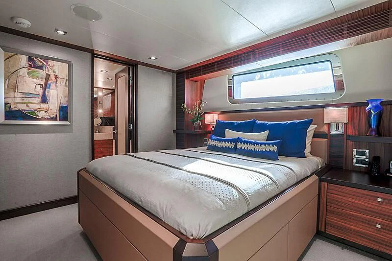 a bed in a room aboard ARIES Yacht for Sale