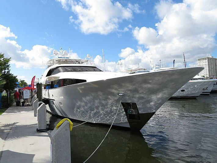 a boat docked at a pier aboard ARIES Yacht for Sale